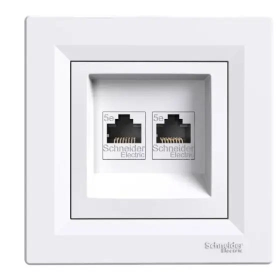 ASFORA 2xRJ45 Cat5e UTP dugaszolóaljzat,fehér, kerettel EPH4400121 Szezonális akció