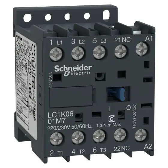 LC1K0601M7 mágneskapcsoló 6A 2.2KW/400V, 1 nyitó segédérintkezővel Szuper akció
