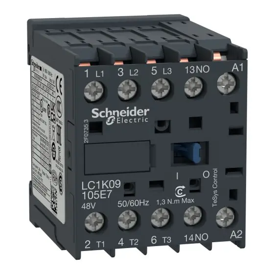 Utolsó esély LC1K09105E7mágneskapcsoló 9A. 3p+1z segédérintkezővel 48VAC Hz LC1K09105E7