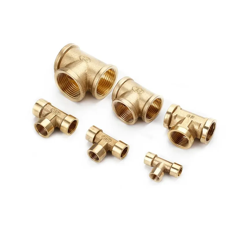 Azonnali szállítás Menet specifikáció: 3/8" - Tee típusú sárgaréz csőszerelvény adapter csatlakozó csatlakozó víz üzemanyag