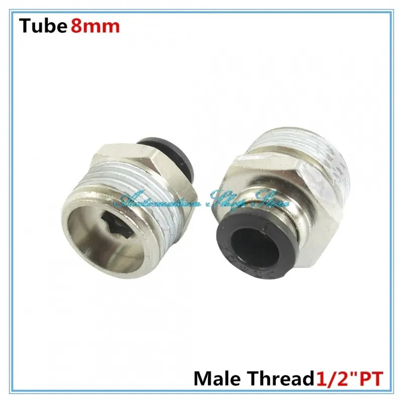 5db 1/2" PT külső menet átmérő 8 mm cső benyomható gyorscsatlakozó Pneumatikus idom PC8-04 Ne maradj le