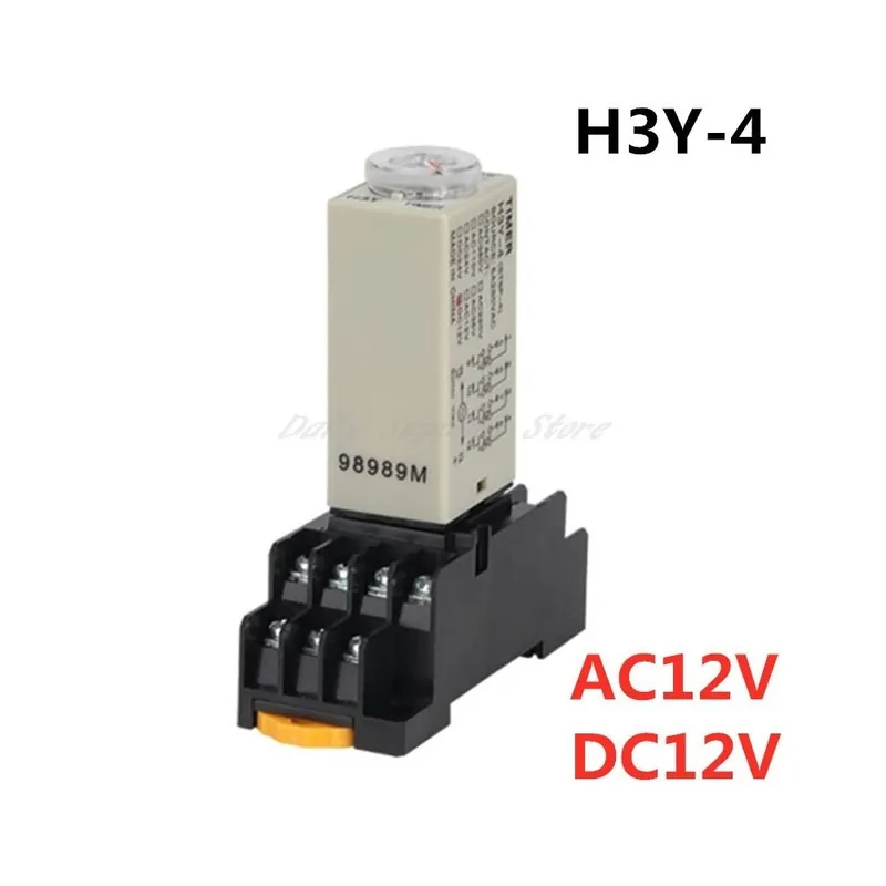 Szuper ajánlat Méret: 0-5 másodperc - H3Y-4 Bekapcsolási késleltetés forgatógomb 1S/5S/10S/30S/60S/3M/5M/10M/30M időzítő relé AC/DC