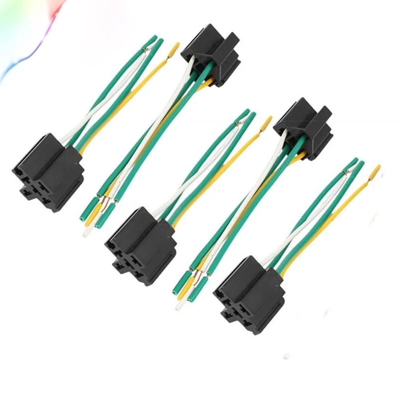Újdonság DC 12V/24V 40A kereszt típusú 4 tűs autós relé aljzat kábelköteg csatlakozó 5db