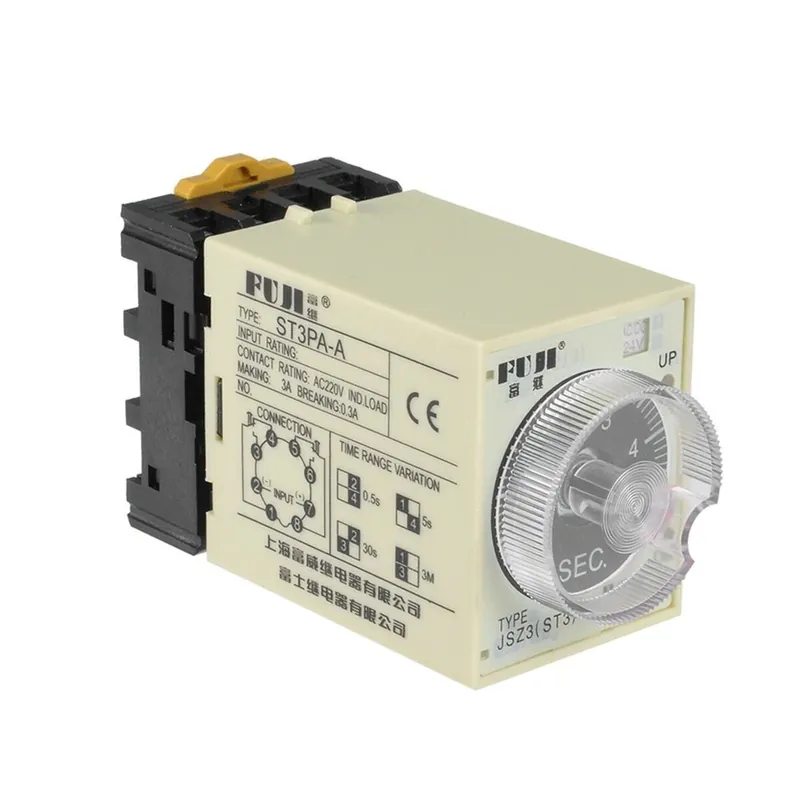 Azonnali szállítás Méret: ST3PA-A AC220V - ST3PA sorozatú időrelé / időzítő ST3P AA/B/C/D/E/F/G (AC 220V 110V DC 24V 12V alternatíva)