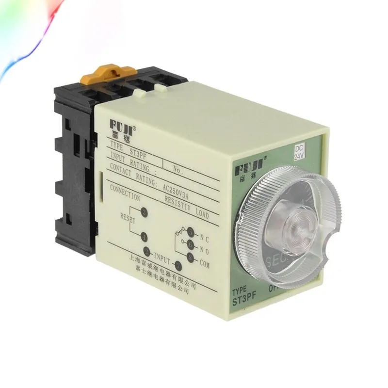 Kiárusítás Méret: Egyéb specifikációk - ST3PF ST3 időrelé DC12V DC24V AC110V AC220V Kikapcsolási késleltetés időrelé