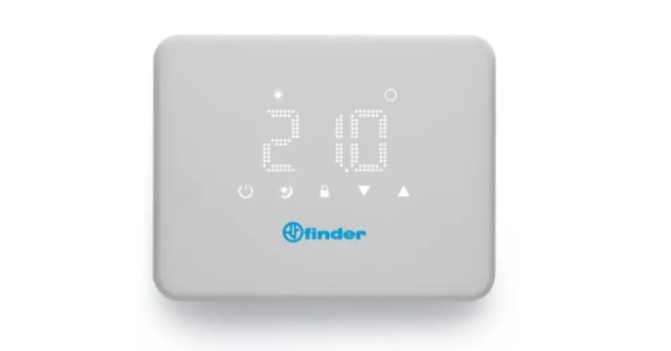Szobatermosztát digitál 2xAA1,5V-elemes komplett 5-37°C 1v 5A 250V falonkívüli BLISS 1T.91 FINDER Akciós ár