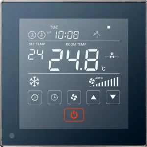 Legkelendőbb Termosztát FanCoil-hoz 5z ki/be 5gomb LCD/fix felirat 3A/ 250V LCF Touch RS485 Modbus Thermokon