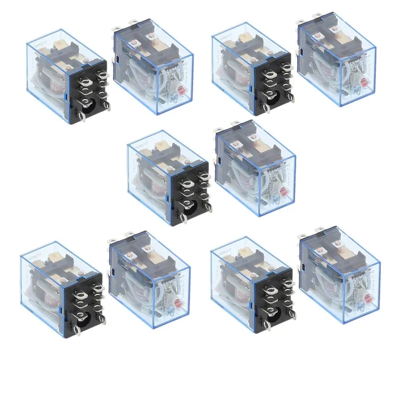 Mérete: AC 110V - 10db 10A általános célú relé LY2NJ LED lámpával 8 tűs dpdt relais 12v 24v 36v 110v 220v 380v Gyors szállítás