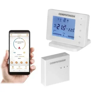 Árengedmény WiFi okostermosztát érintő-LCD RF/vezetékes kazánvezérlővel falonkívüli kijelzővel Quattrobi