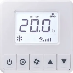 Újdonság Termosztát FanCoil-hoz 5z ki/be érintk 5gomb LCD/fix felirat 5A/ 250V 1°C- 50°C LCF Thermokon
