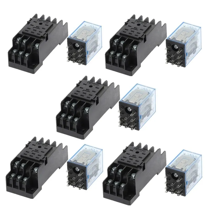 Újdonság Mérete: AC 220V - 5készlet 3pdt my3n általános célú relé my3nj teljesítményrelé kapcsoló my3 11 tűs aljzattal AC DC