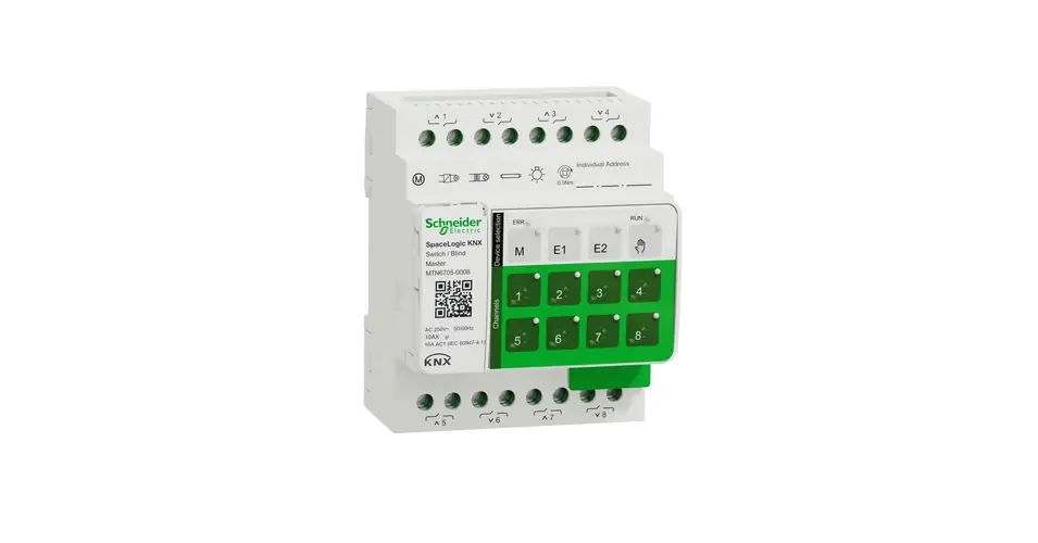 KNX redőny és kapcsolóaktor master (8RO) kalapsínre 4x 16A AC 4M-DIN SpaceLogic Schneider Árcsökkenés