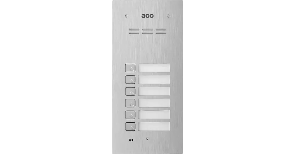 Kaputelefon kaputábla audió 6lakás RFID süllyesztett 2-erű 6hívógomb nemesacél moduláris ACO Vásárlói kedvenc