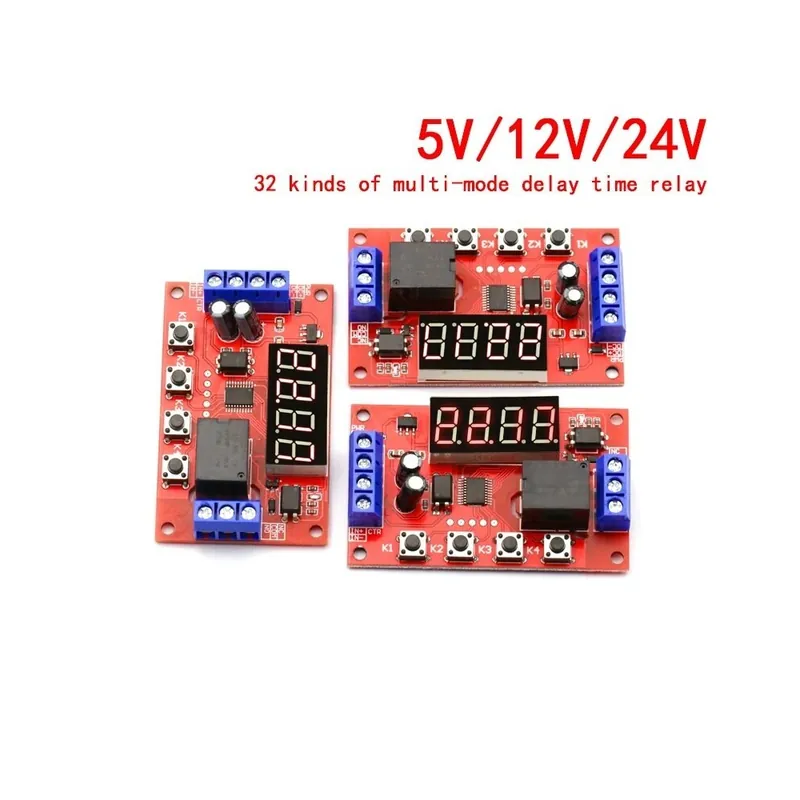 Expressz kézbesítés 5V - DC 5V 12V 24V 10A Állítható időkésleltetésű relémodul 32 mód LED digitális időzítés trigger időzítő