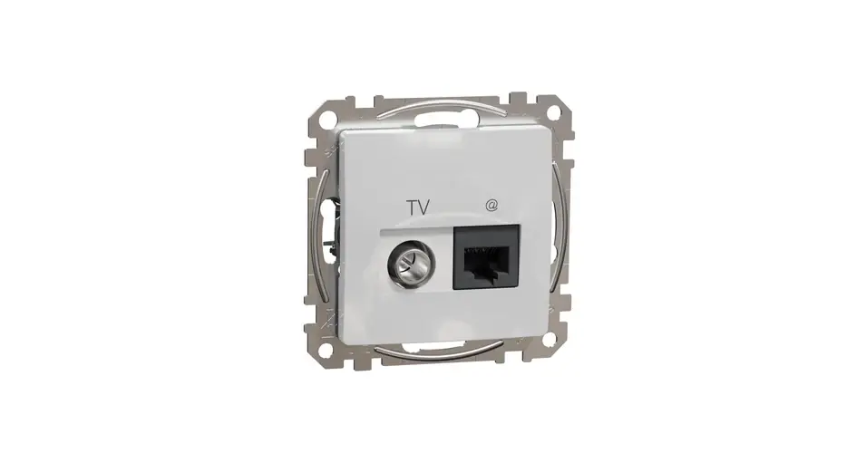 SednaÚj TV 1xKoax 1xRJ45 lakkozott matt alumínium csavaros Cat6 Schneider Szuper ajánlat