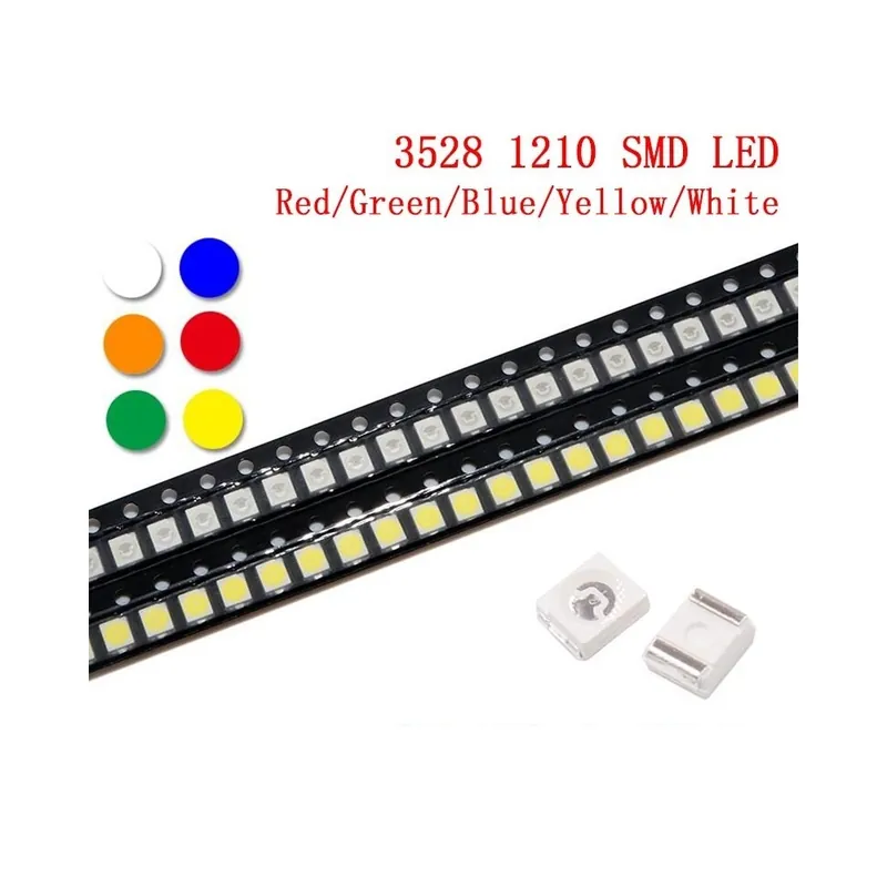 PIROS - 100db Super Bright 3528 1210 SMD LED piros/zöld/kék/sárga/fehér/UV/ICE LED dióda Ajánlat