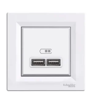 Akció Asfora USB töltőaljzat A+A 2/ki 2100mA-max. 5V süllyesztett fehér Schneider