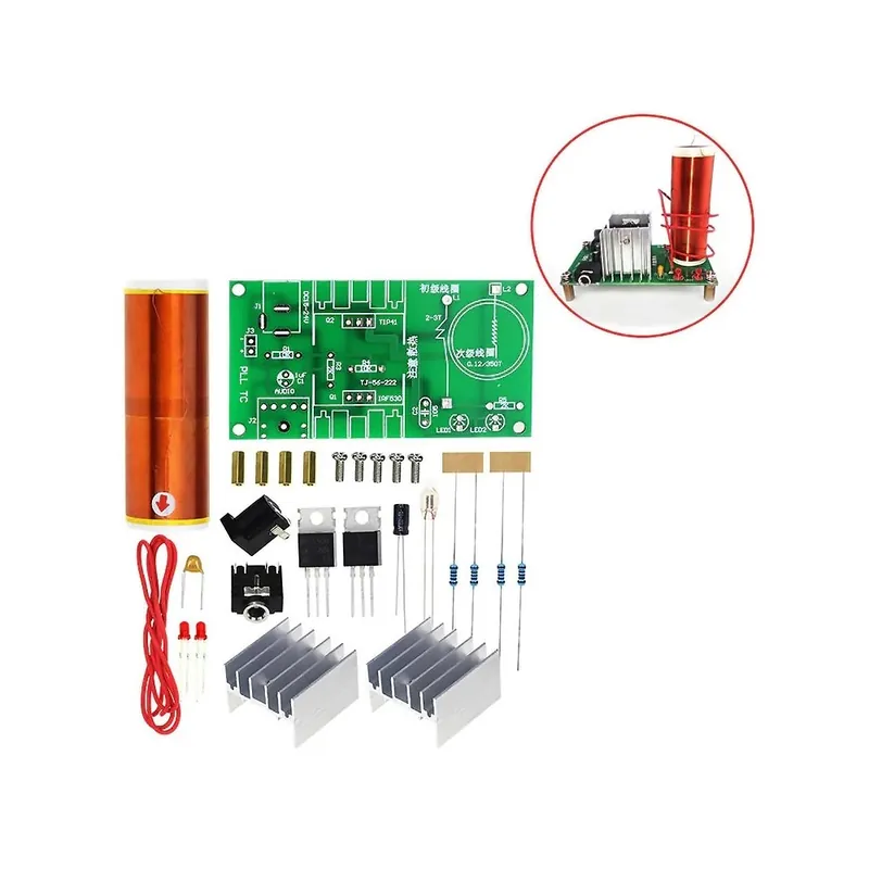 1 szett Mini Tesla tekercskészlet 15 W-os Mini Music Tesla tekercs plazmahangszóró Tesla vezeték nélküli átviteli Kedvezmény
