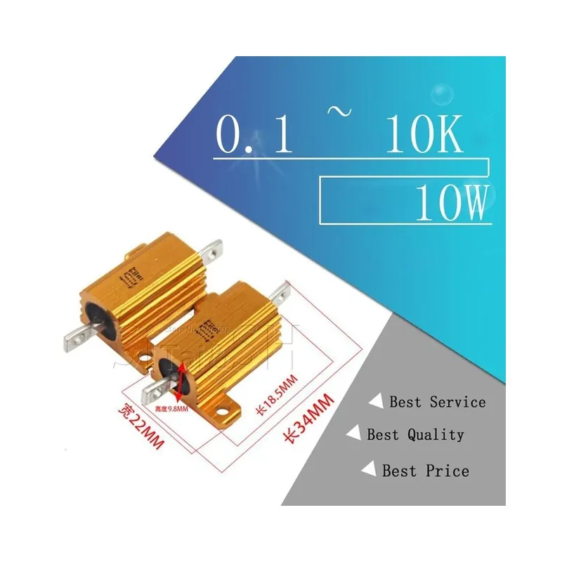 2db 10W alumínium Power Metal Shell tok huzalellenállás 0,1 ~ 10K 0,5 1 2 3 5 6 8 10 20 100 150 200 300 500 1K 5K 10K ohm Olcsóbb