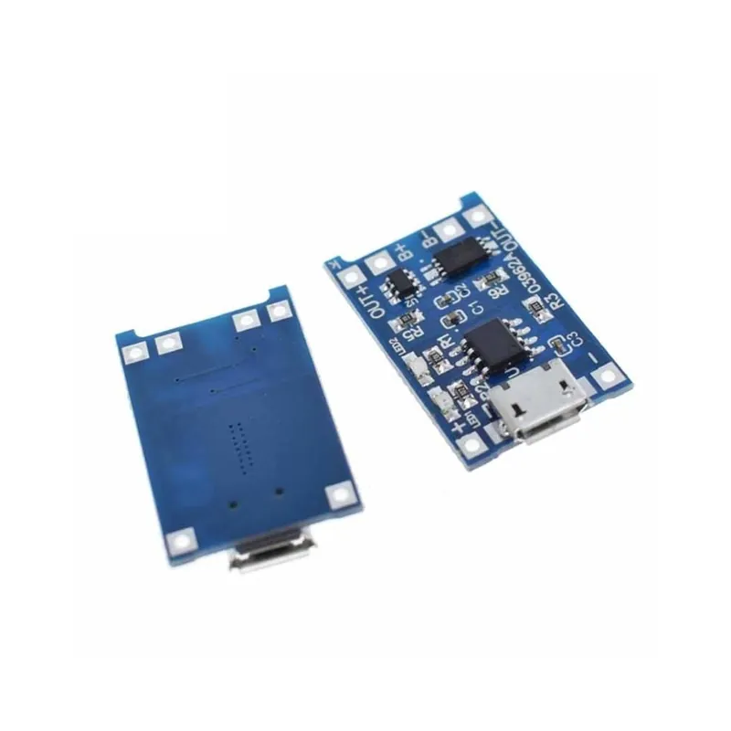 Alacsony ár 10 db Micro USB 5V 1A 18650 TP4056 lítium akkumulátortöltő modul töltőkártya védelemmel kettős funkcióval 1A Li-ion