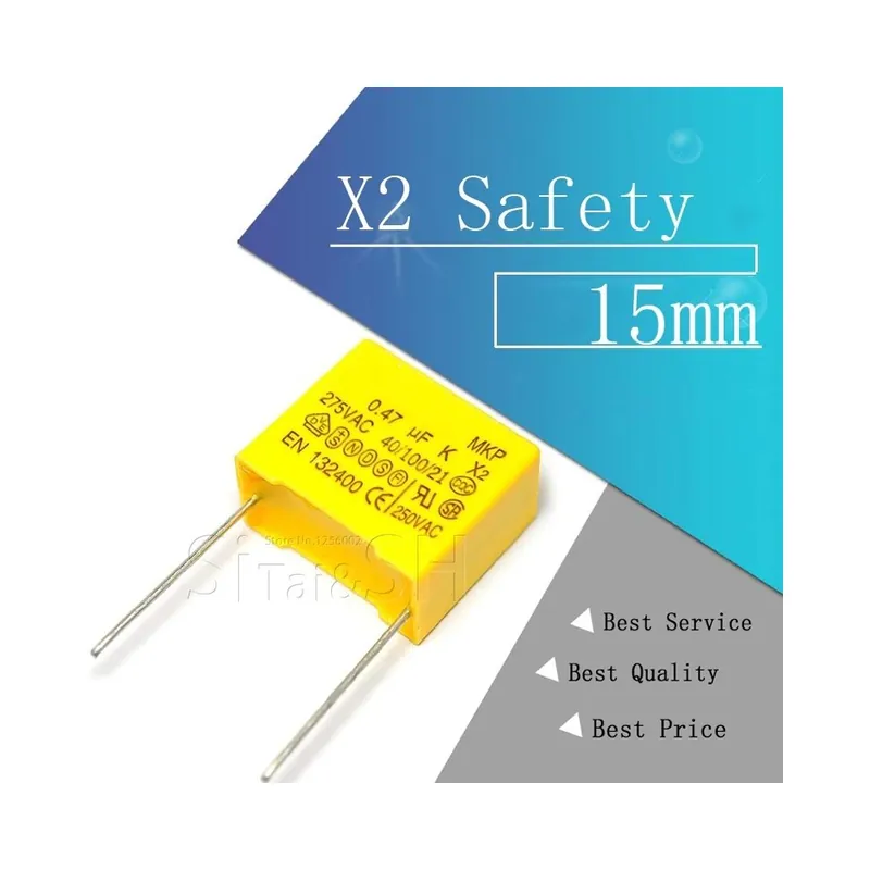 10db X2 biztonsági kondenzátor 15mm 275VAC 275V 0.022UF 0.047UF 0.1UF 0.15UF 0.22UF 0.33UF 0.47UF 0.68UF 1UF Polipropilén Vedd meg online