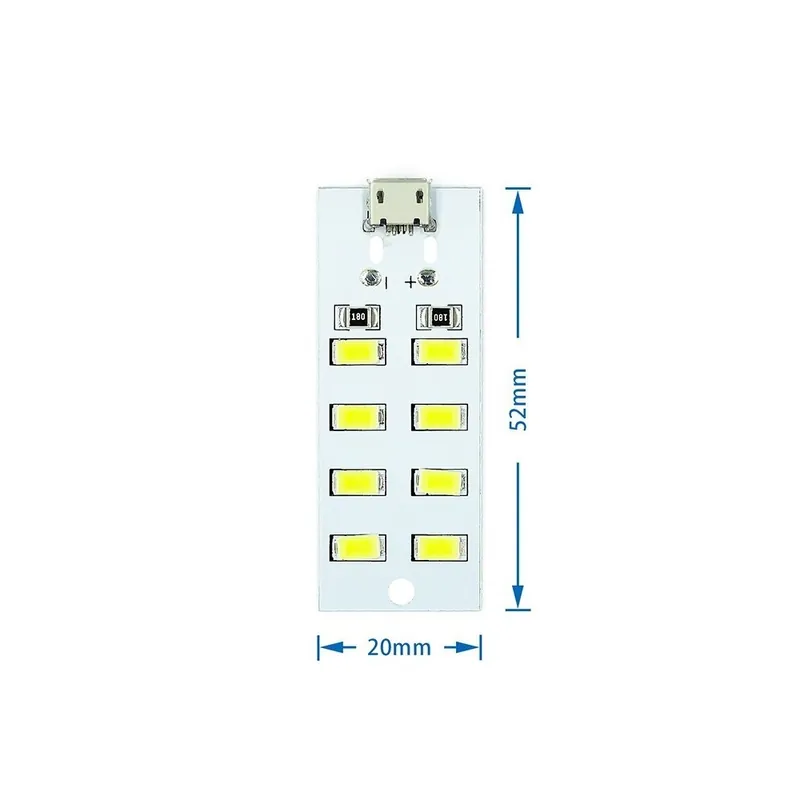 Kedvezmény 8db 5730 panel - kiváló minőségű 5730 smd 5V 430mA ~ 470mA fehér Mirco Usb 5730 LED világító panel USB mobil lámpa