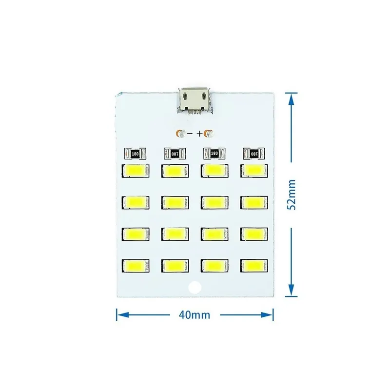 Vedd meg most 16db 5730 panel - kiváló minőségű 5730 smd 5V 430mA~470mA fehér Mirco Usb 5730 LED világító panel USB mobil lámpa