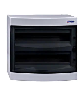 Csak ma SchrackBK 36modul (2x18P) falon kívüli műanyag kiselosztó füstszínű ajtóval, IP40, BK080106