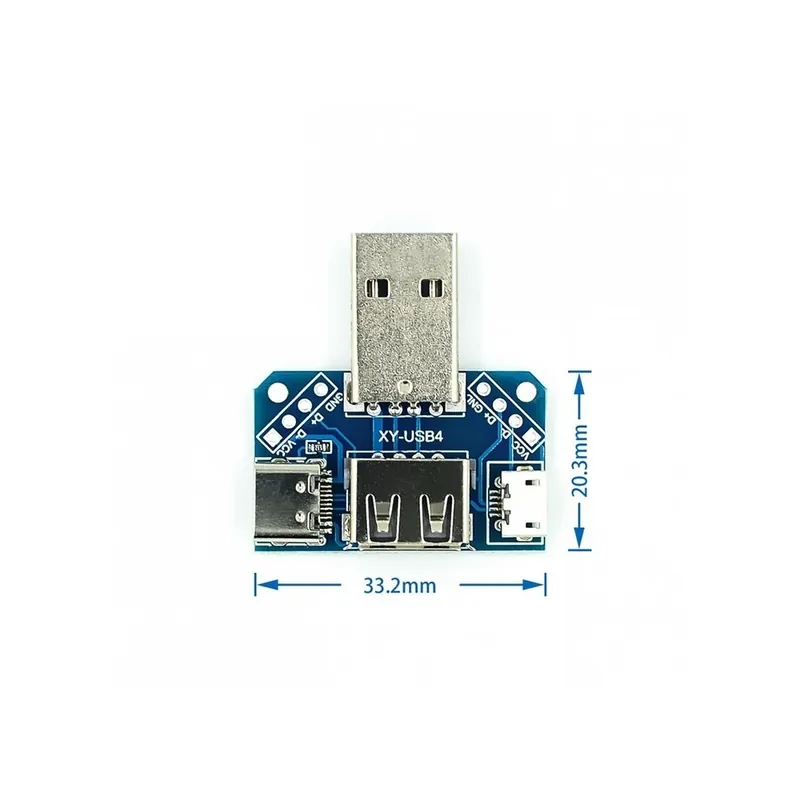 XY-USB4 - USB fej kapcsolótábla apa USB-csatlakozó Type-c Micro-aljzathoz USB 2.54-4P átviteli tesztkártya USB adapterlemez Gyors szállítás