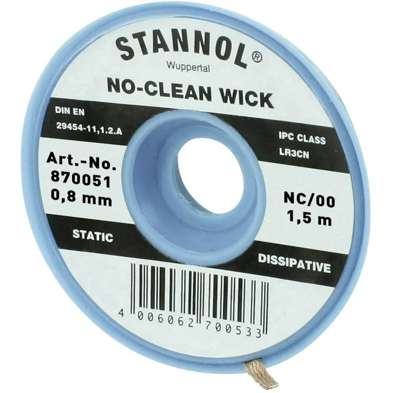 Outlet Stannol-NO ónszívó, kiforrasztó szalag 0.8mm x 1.5m (fehér)