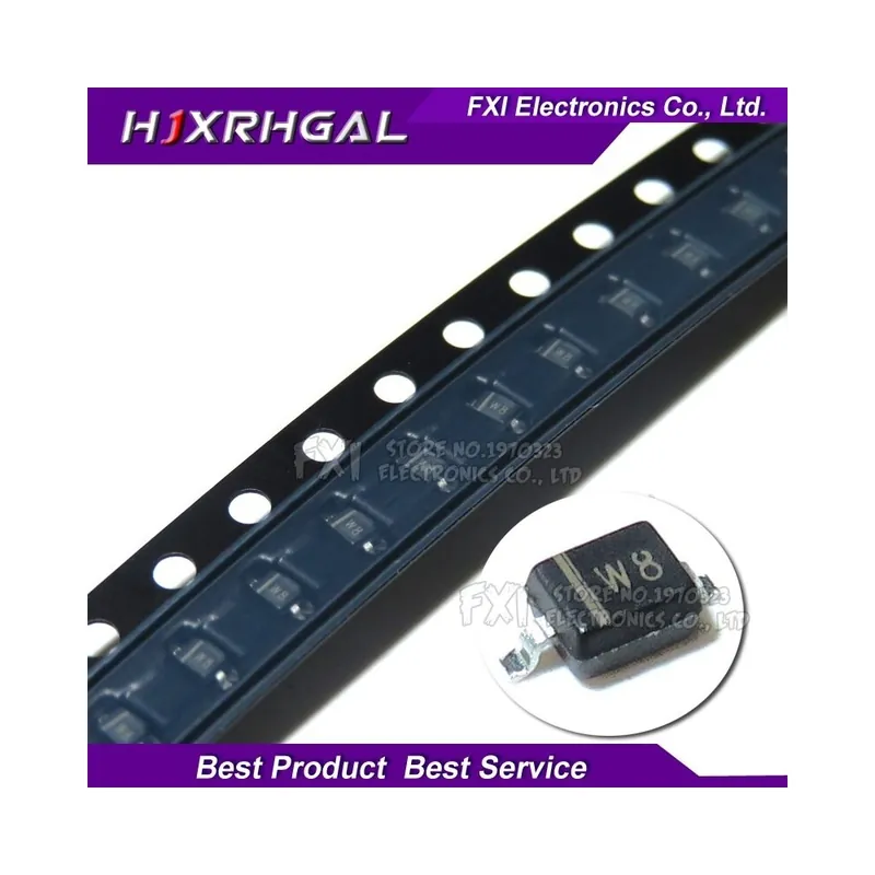 Kedvezményes ár 5V1 - 100 DB SMD dióda SOD-323 0805 0,25 W SMD dióda BZT52C10V 3V 3V3 7V5 6V8 5V6 5V1 4V7 12V 10V 15V 16V 18V 20V 24V