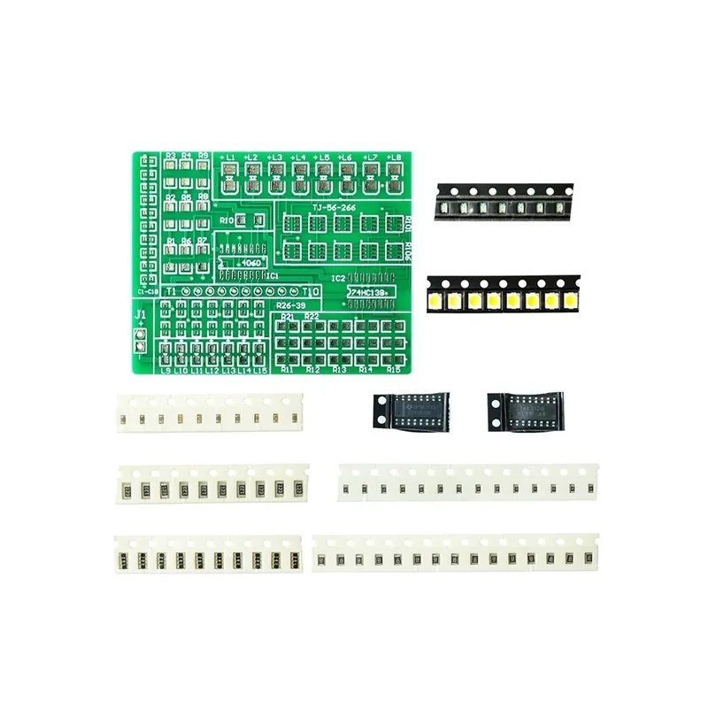 Újdonság Diy készlet 15 színű fényvezérlő készlet 1801 SMD alkatrész hegesztő tábla alkatrészek elektronikus gyártókészlet