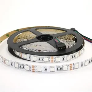 LED szalag RGB beltéri 12V DC 14,4W/60LED(5050)/m színváltós fehér nyákos Szuper ajánlat