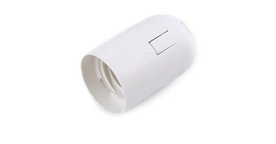 Foglalat E 27, 60W, 230V, fehér műanyag+végkúp Prémium
