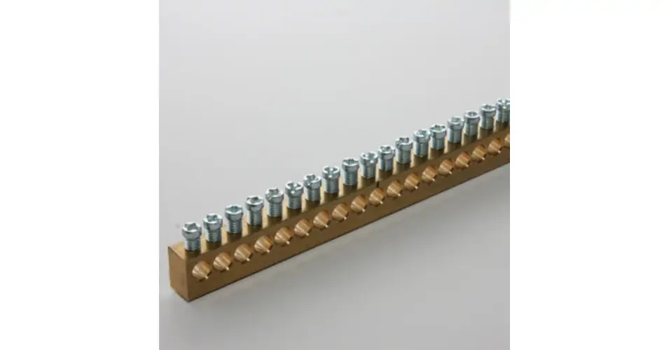Korlátozott ajánlat PE/N-sín szigeteletlen földelősín 10x15mm2 998mm 130xM5 125A sárgaréz kezeletlen EL-NE