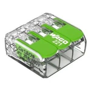 Vezetékösszekötő oldható 20A/300V leágazás 3x 0,14-4mm2 átlátszó polikarbonát (PC) Green WAGO Vásárlói kedvenc