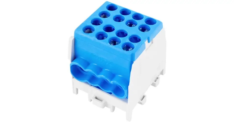 Fővezetéki leágazókapocs 130/100A Cu/Al csavaros kék 2x25+6x16mm2 1-pólus HLAK 25-1/6 M2 Pollmann Kiárusítás