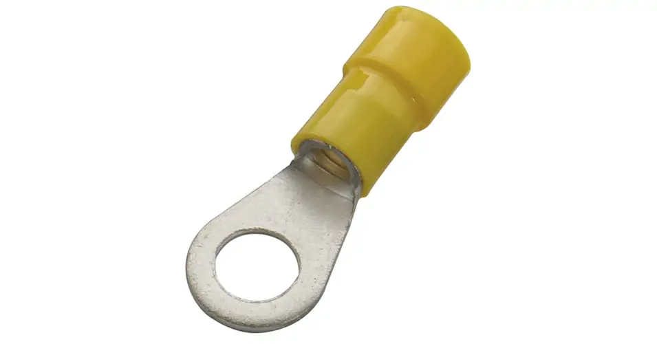 Biztonságos fizetés Szemes saru DIN 46237 4-6mm2 8M/csavar gyűrűs-alakú PVC sárga réz ónozott SSZ8 Haupa