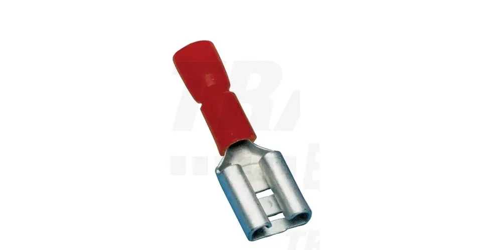 Csúszósaru 22,2mm hüvely részlegesen szigetelt 32A piros lapos 6,3x0,8 mm réz 0,75-1,5mm2 TRACON Szuper akció
