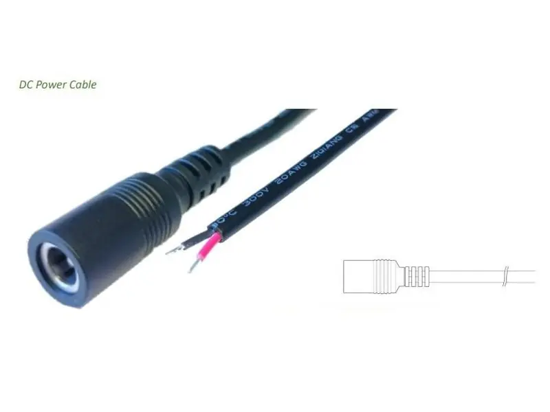 DC aljzat 5.5/2.1, 2x0.5mm2 fekete kábel, 1.5m, forrasztható, kettős szig. Azonnal elérhető