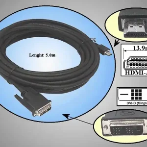 DVI-D 24+1 dugó- HDMI dugó 5m video kábel Legkelendőbb