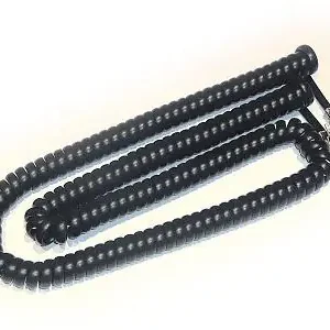 Olcsóbb Telefon kábel 5m spirál fekete 4/4 dugó->4/4 dugó