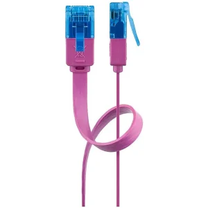 CAT6A UTP patch kábel, lapos 0.5m 8p. Cu (magenta) Biztonságos vásárlás