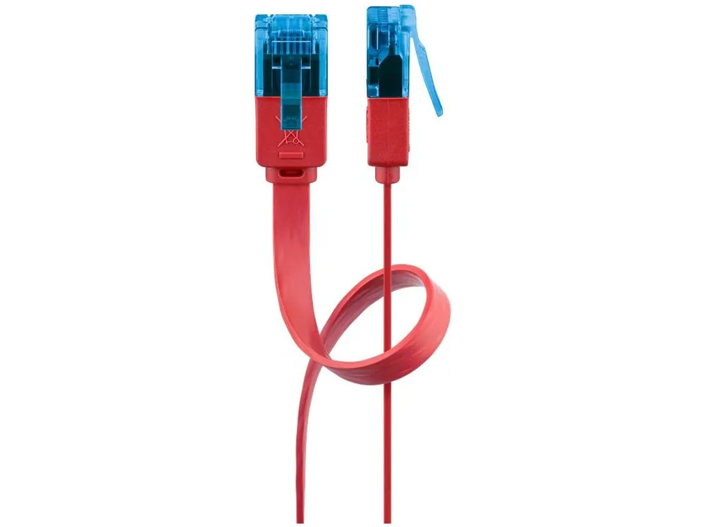 CAT6A UTP patch kábel, lapos 0.5m 8p. Cu (piros) Különleges ajánlat