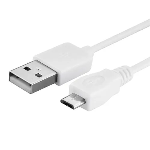 USB2.0-A dugó - USB-B mikro dugó, kábel 1m, fehér Árengedmény