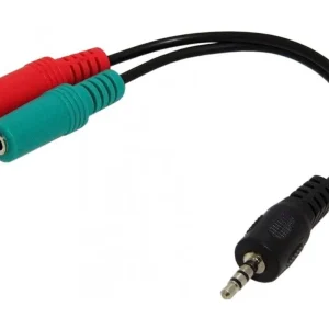 3.5mm Jack 4 pólusú dugó->2x 3.5mm Jack sztereo aljzat 20cm audio kábel Szuper akció