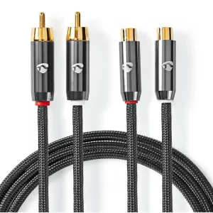 2x RCA dugó-> 2x RCA aljzat 5.0m prémium kivitel audio kábel Különleges ajánlat