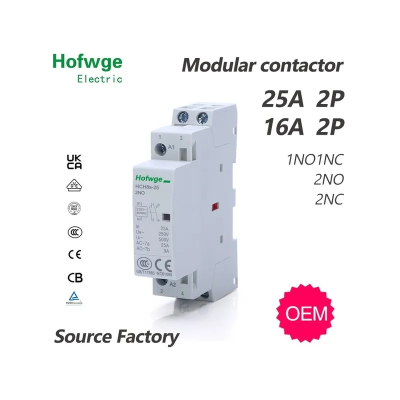 Legjobb ár 2P 25A 2NO AC230V-Kontaktor HCH8s-25 Moduláris kontaktor Automata háztartási kontaktor Din sín típus