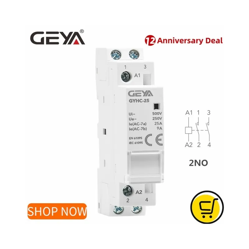 Gyors kiszállítás 2P 25A 2NO-GEYA Din Rail Moduláris kontaktor AC220V 2P 25A 2NC 2NO 1NO1NC 50-60Hz