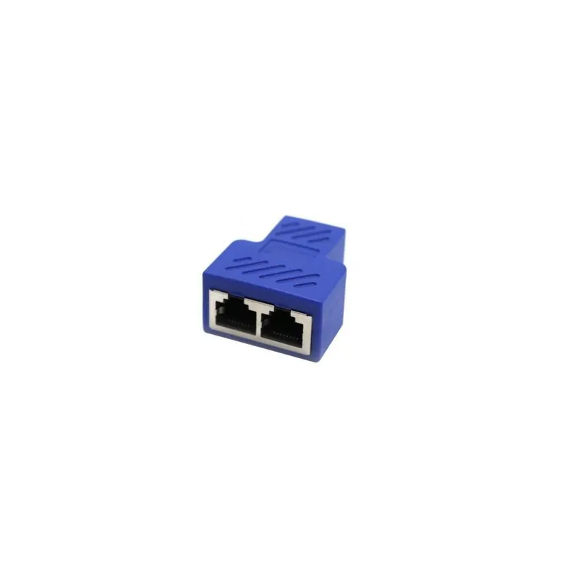 Rendeld meg most Kék-Univerzális 1-2 dupla csatlakozó CAT5,6,7 RJ45 elosztó LAN hálózati internet adapter TV kapcsoló routerhez